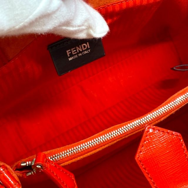 Fendi 8bh253-m5q 2-way Petite Toujours Handbag Tote Bag Leather Enamel Red With