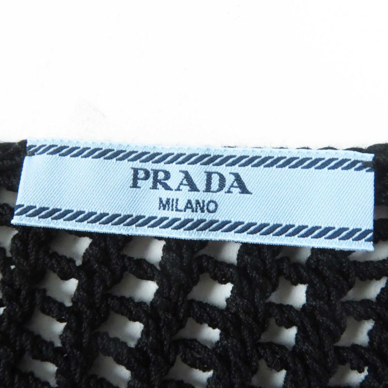 Prada 23SS P29980 Cotton Triangle Logo Embroidery Mesh Cropped Sleeveless Top/