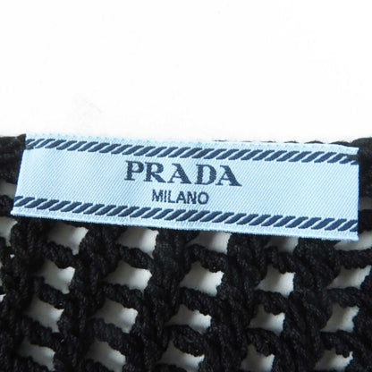 Prada 23SS P29980 Cotton Triangle Logo Embroidery Mesh Cropped Sleeveless Top/