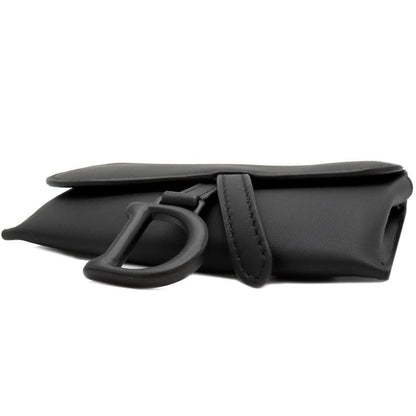 Christian Dior Chain Wallet Saddle Nano Leather Black Matte Black Hardware