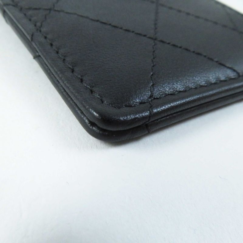 CHANEL Ap3595 Matelasse Coco Mark Lambskin Pass Case/card Case Black Hardware