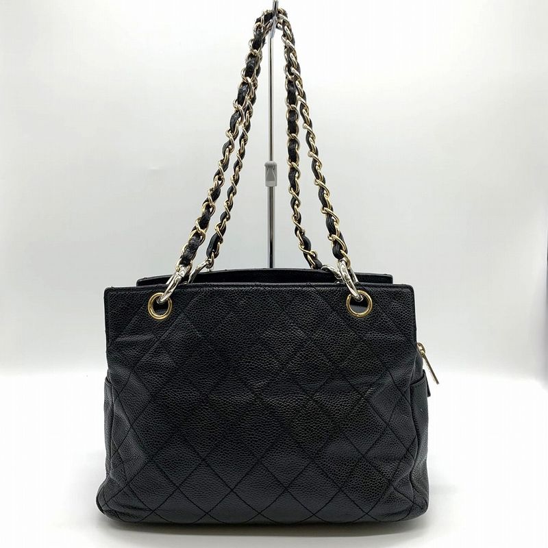 Chanel Handbag Chain Shoulder Bag Matelasse Coco Mark Caviar Skin Black Women's