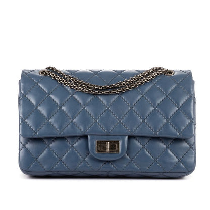 Chanel255 Double Flap Cobalt Calfskin Leather A