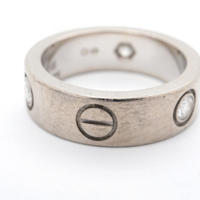 Cartier Ring Love 3PD 18K White Gold White Togo Old Diamond #49 Ladies