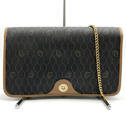 Dior Christian Dior Honeycomb Chain Shoulder Bag Brown Pvc/leather Women