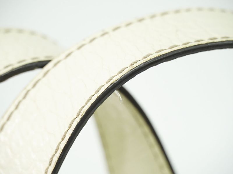 Authentic Celine Bittersweet Macadam Tote Handbag Canvas Leather Beige White