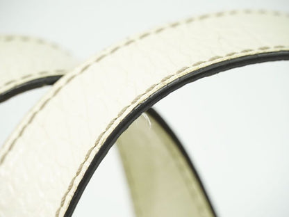 Authentic Celine Bittersweet Macadam Tote Handbag Canvas Leather Beige White