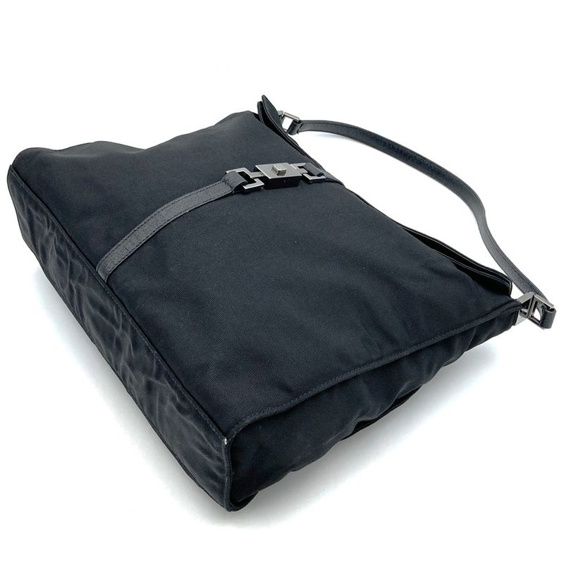 Gucci 001 3355 Jackie Shoulder Bag One Shoulder Black Nylon Canvas Women Vintage