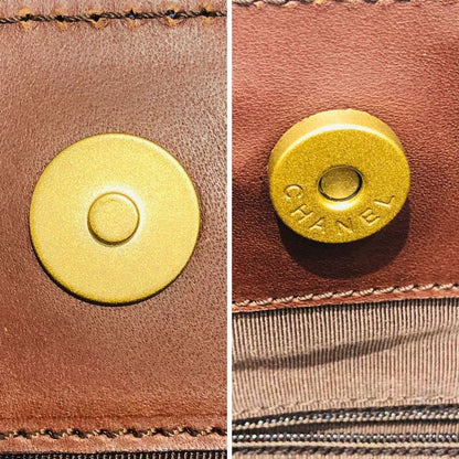 Chanel Tote Bag Denim Blue Coco Mark 5th Shoulder Bag Leather Brown Preowned