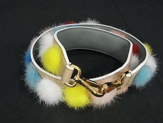 Fendi Strap You Fur And Leather Shoulder Strap For Bag Beige And
