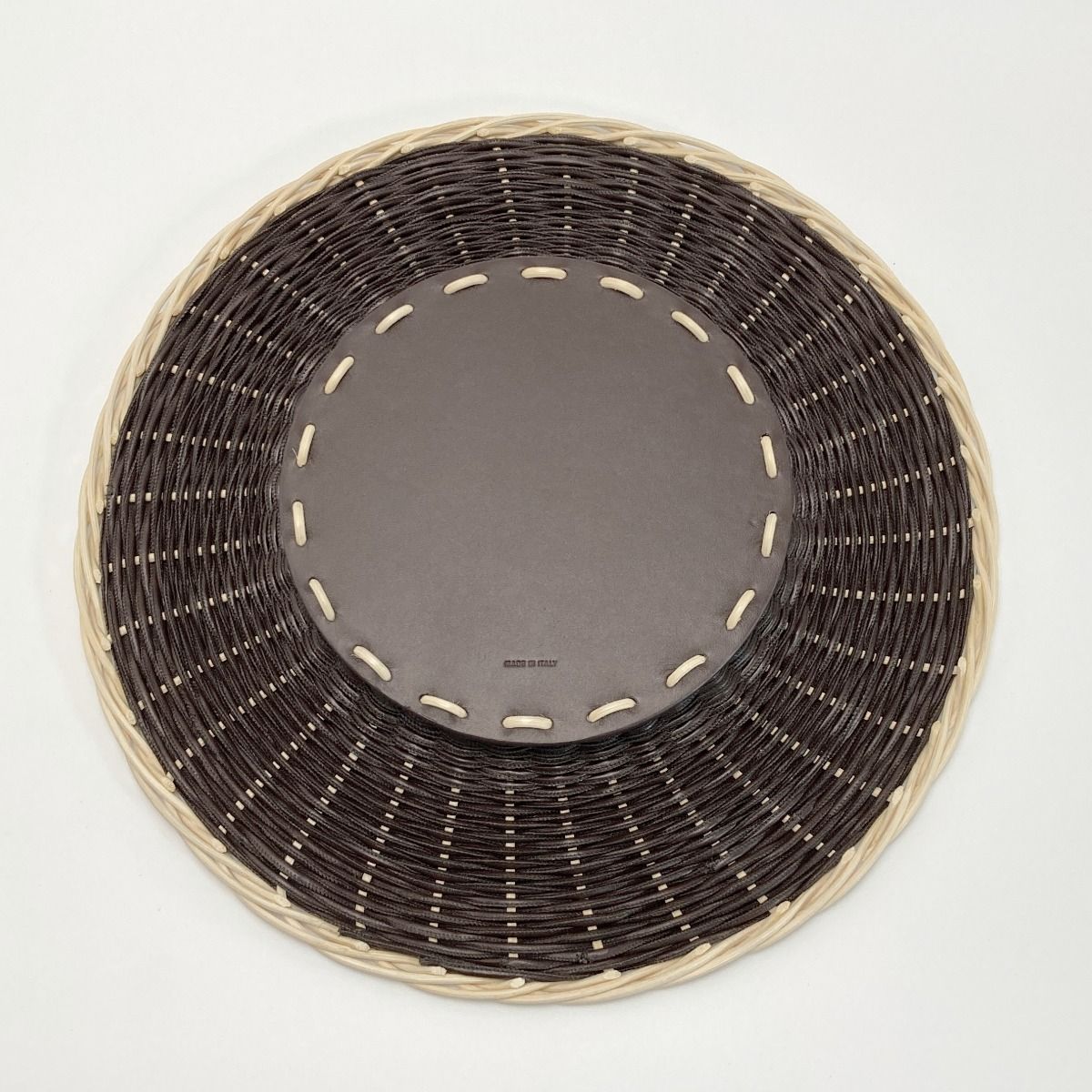 Fendi Ff Logo Underplate Tableware Collection Dark Brown Rattan/leather Box