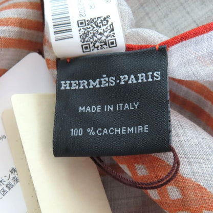 Hermes 2023 Rubans D'Hermes 100% Cashmere GRIS Chine/vert/or Rectangle All-over