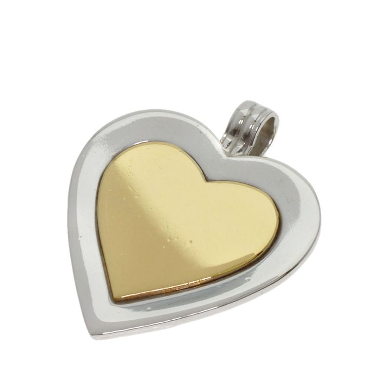 Tiffany & Co Heart Motif Plate Pendant Top SV 18K Yellow Gold Ladies