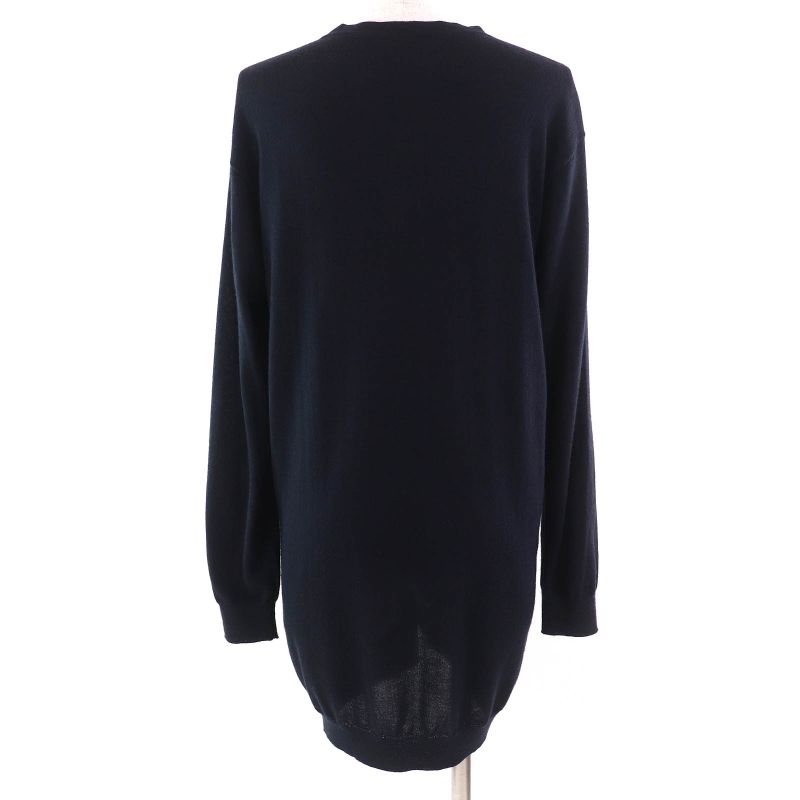 Hermes Cashmere Silk Pocket Logo Embroidery Logo Button V-neck Long Sleeves