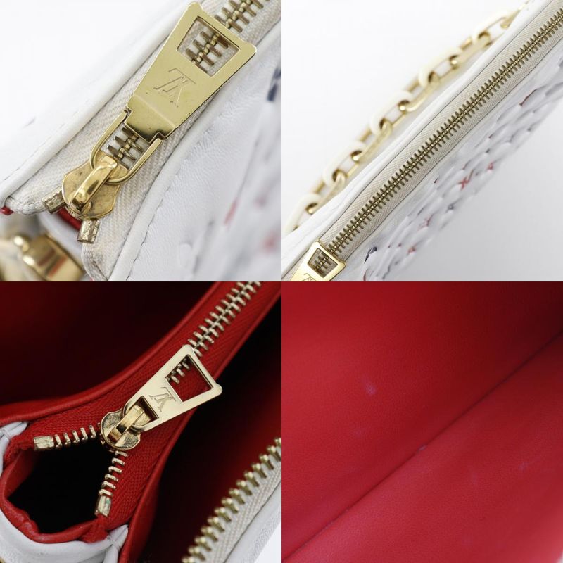 Louis Vuitton Coussin PM Monogram 2WAY Clutch M23466 Sheepskin White Ladies