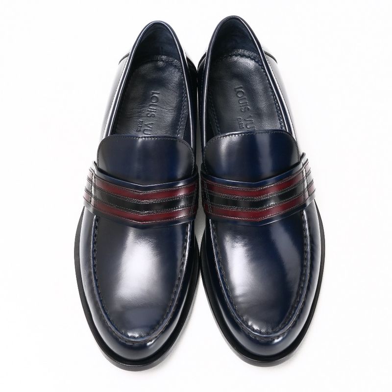 Louis Vuitton Loafers Size 7 1 2M V-line Leather Shoes Made In Italy 20250430