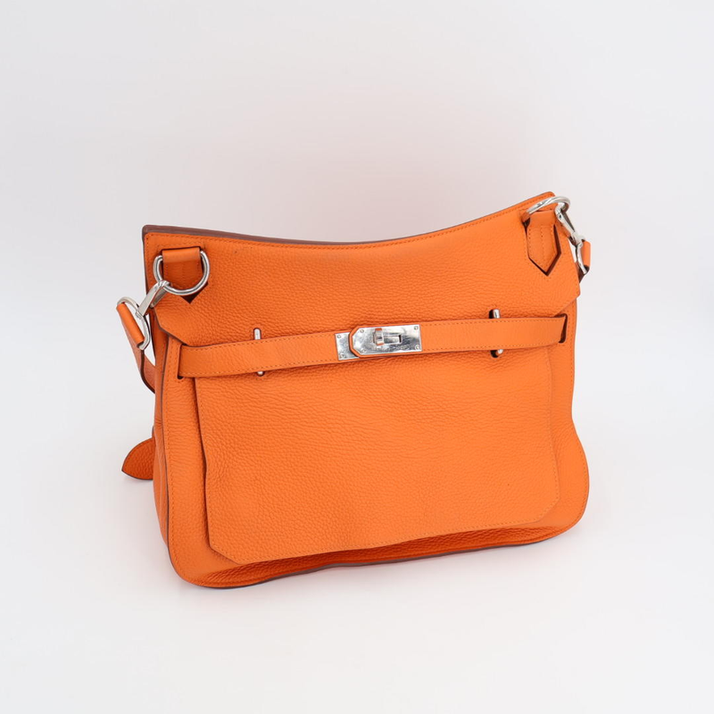 Hermes Gipsyère 34 Orange Silver Hardware □R Engraved Circa 2014 Unisex