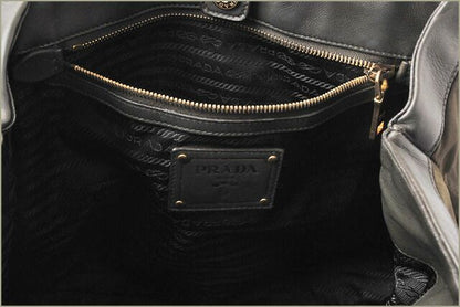 Prada Handbag Shoulder Bag Prada Logo Embroidery Nylon Dark Khaki With Strap