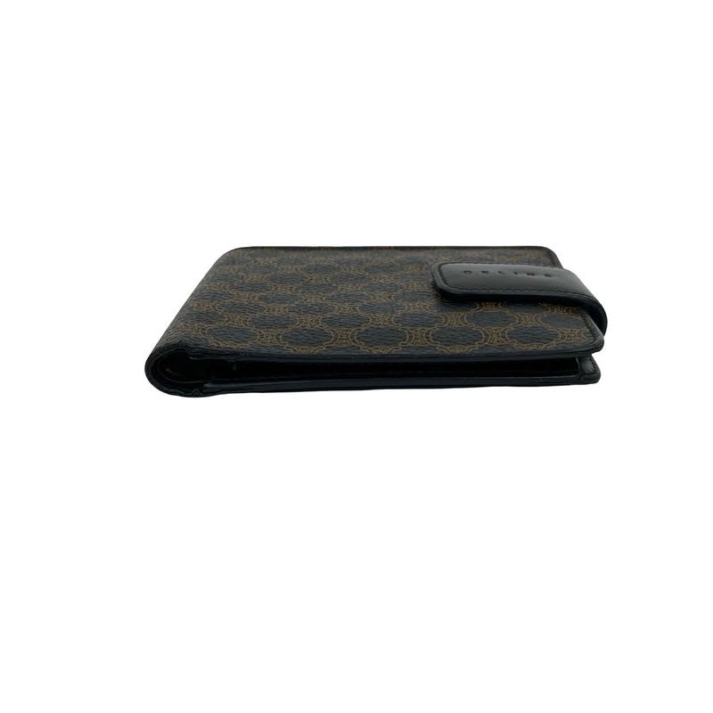 Celine Vintage Macadam Blason Triomphe Pattern Leather Bifold Wallet Mini