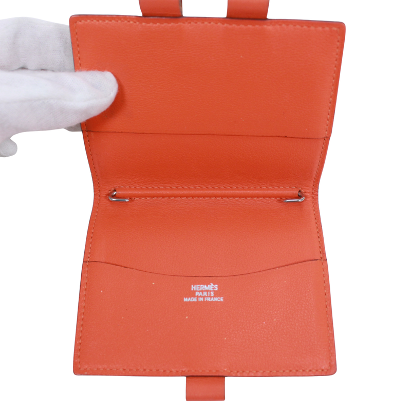 Hermes Agenda Mini Notebook Cabas Leather X Chevre Orange Wallet (other) Silver