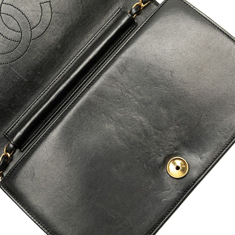 Chanel Matelasse Coco Mark Full Flap Push Lock Chain Shoulder Bag Black