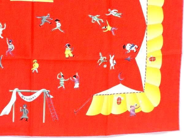Bvlgari 100% Silk All-over Scarf Stole Shawl Women Red Bj1296
