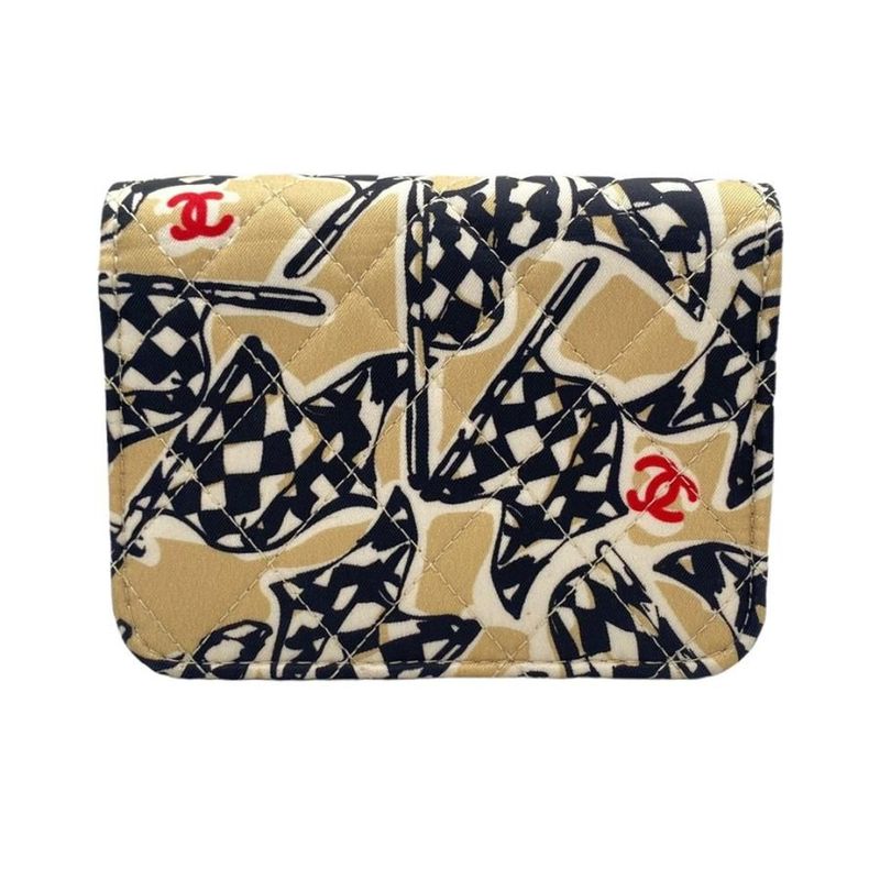 Chanel Mini Chain Shoulder Year End Gift Checkered Flag Black Beige Shoulder