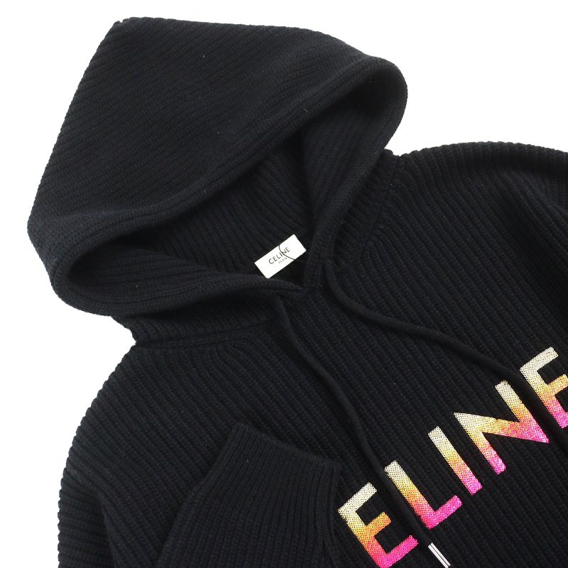 Celine 22AW 2a10x66q 100% Wool Embroidery Sequined Gradient Logo Knit Pullover