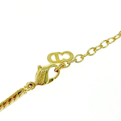 Christian Dior GP Rhinestone Colored Stone CD Logo Necklace Gold Blue 483543
