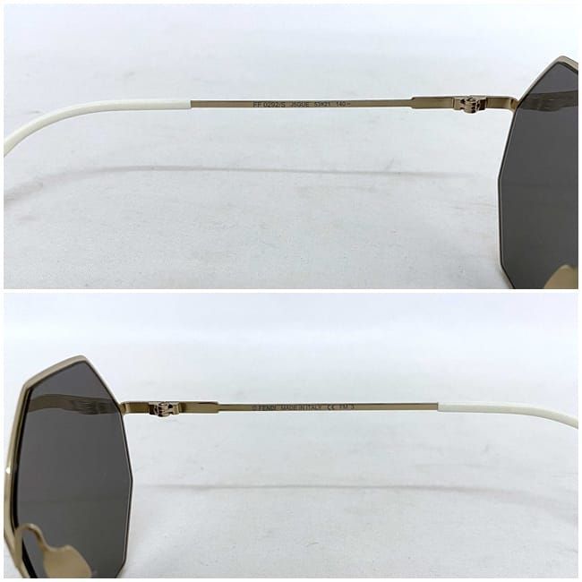 Fendi Sunglasses Gray Mirrored Lenses Gold White