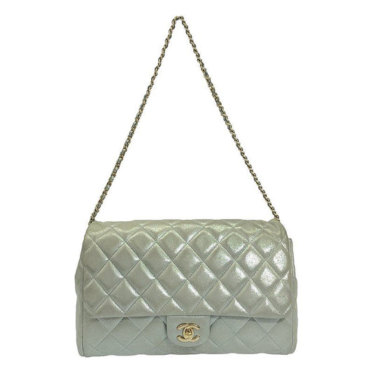 Chanel - Matelasse Metallic Leather Flap Chain Shoulder Bag - Silver - Women