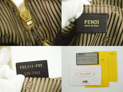 Authentic Fendi Chameleon 2WAY Shoulder Bag Handbag Pochette Leather Beige