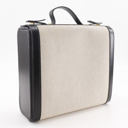 Hermes Vanity Travel Case Vintage Calf Black/beige 0X Unisex Handbag