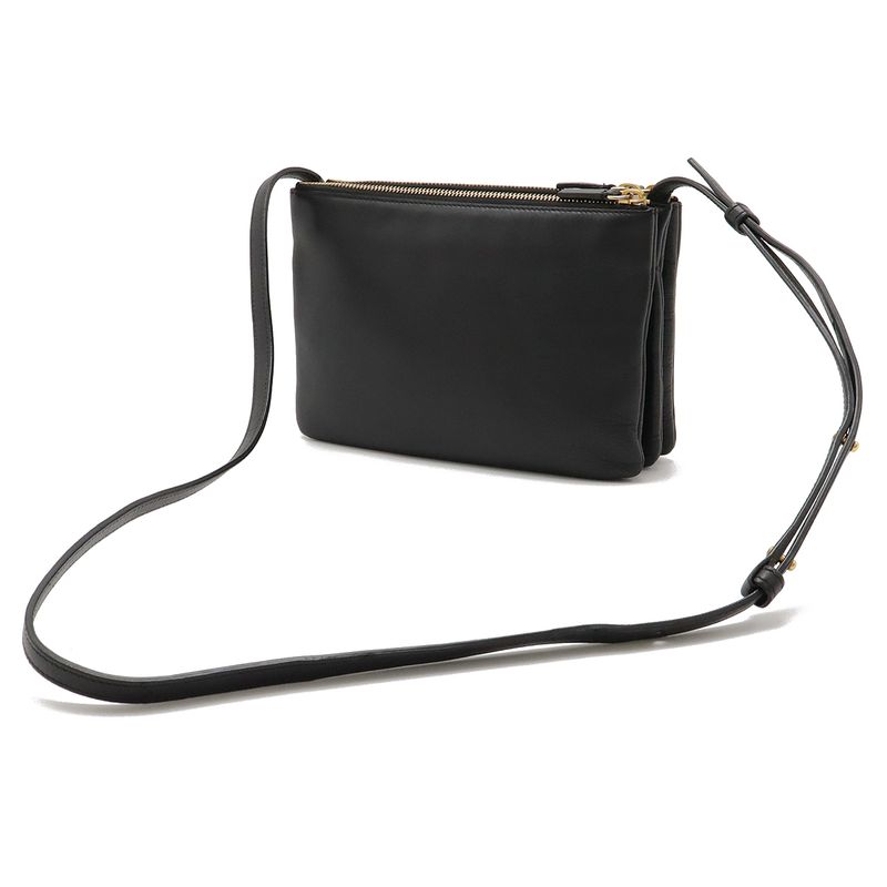 Celine Trio Small Shoulder Bag Shoulder Pouch Pochette Crossbody Leather Black