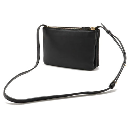 Celine Trio Small Shoulder Bag Shoulder Pouch Pochette Crossbody Leather Black