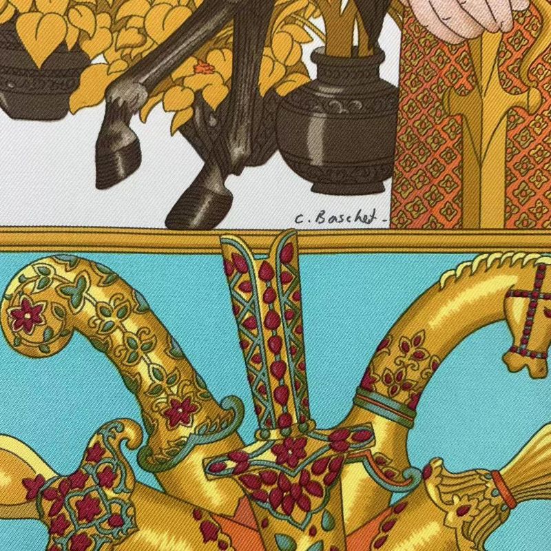 Hermes Scarf Carre 90 Maharajas Maharaja Silk Navy