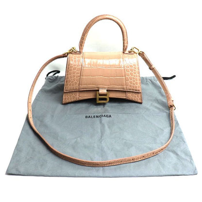 Balenciaga Hourglass Small Shape Push 2way Shoulder Bag Pink Beige 593546