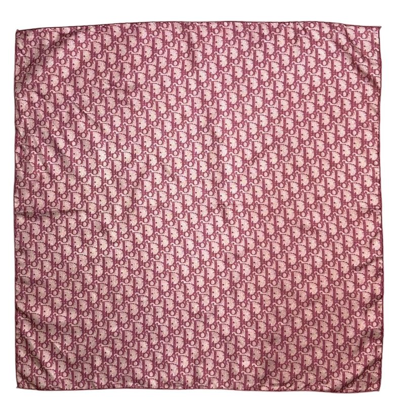 Christian Dior Old Trotter All-Over Pattern Silk Scarf Red