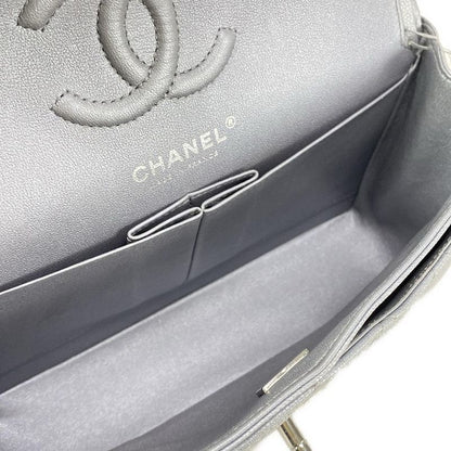 Chanel Shoulder Bag Double Flap Matelasse A01113 Metallic Gray Metal Serial