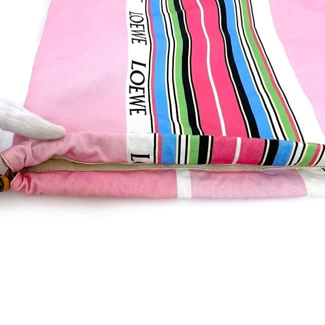 Loewe Drawstring Bag Ec22948 Pink Stripe Excellent Condition Large
