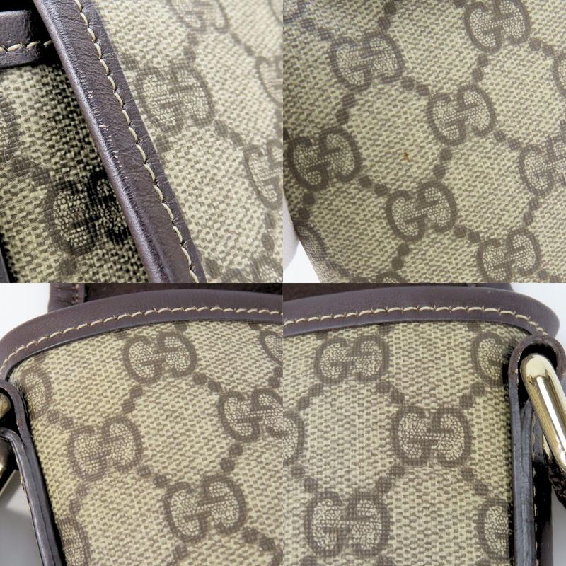 Gucci Shoulder Bag 223666 GG Supreme Canvas Leather Beige Dark Brown Crossbody
