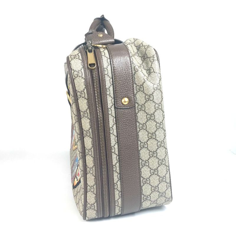 Gucci Boston Bag Angry Cat Snake Patch 424501 GG Supreme Canvas Beige