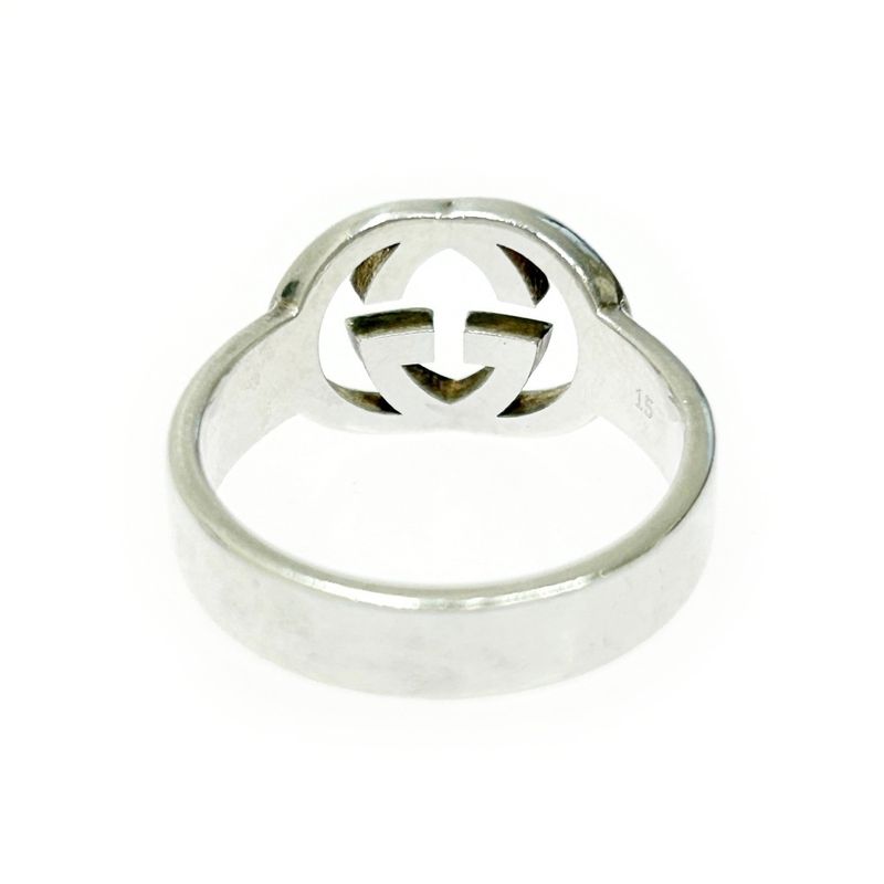 Gucci Silver Interlocking G Ring 4.7g 925 Engraved 388691 Ring