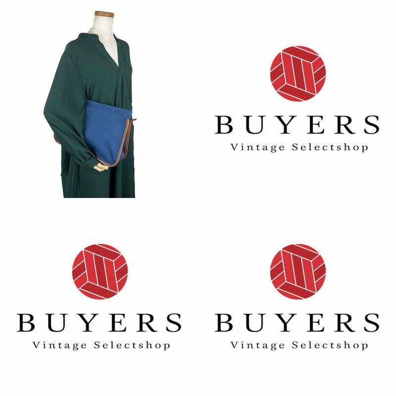 Hermes Clutch Bag Canvas Leather Navy Brown Everyday Use Ladies Women Hermes