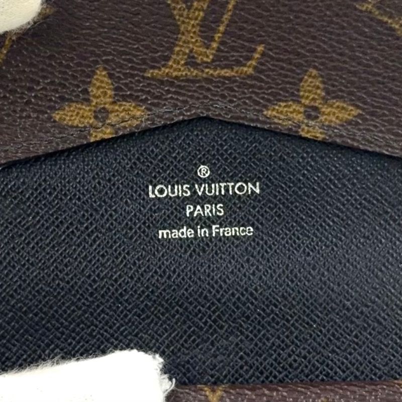Louis Vuitton Portefeuille Compact Chain Leather X PVC Brown Wallet Silver