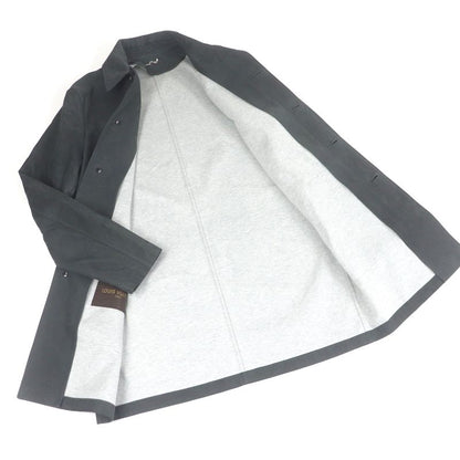 Louis Vuitton Sheepskin Fly Front Suede Leather Stencil Collar Coat Gray 46