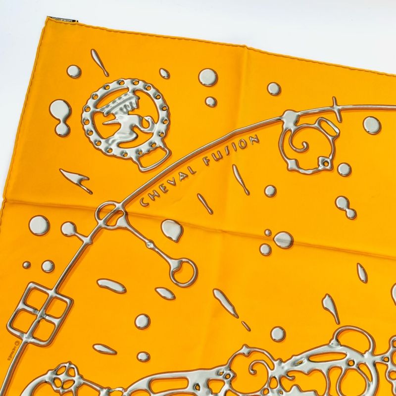 Hermes Carre 90 Silk Scarf Cheval Fusion Orange