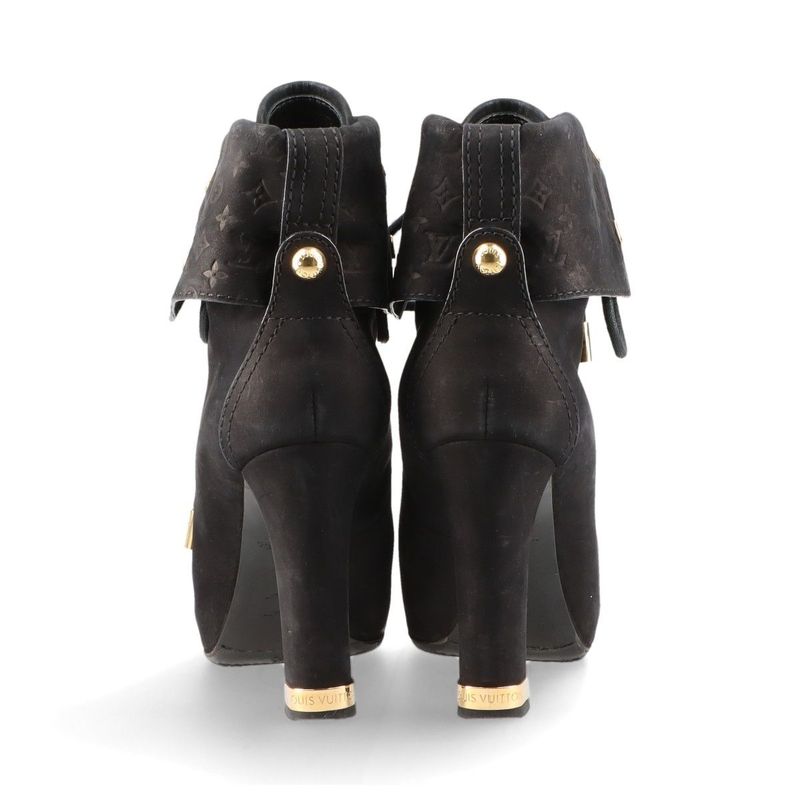 Louis Vuitton 10 Years Monogram Nubuckles Cles Zah Booties Women's 36 Ma0170