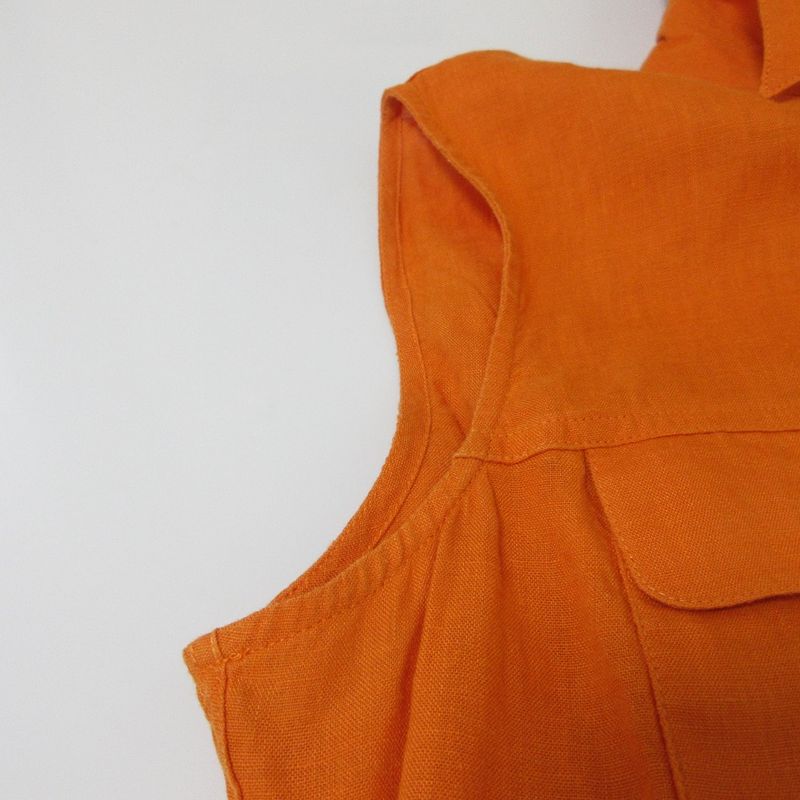Good Celine 100% Linen Sleeveless Pullover Shirt Blouse Size 36 Orange Women