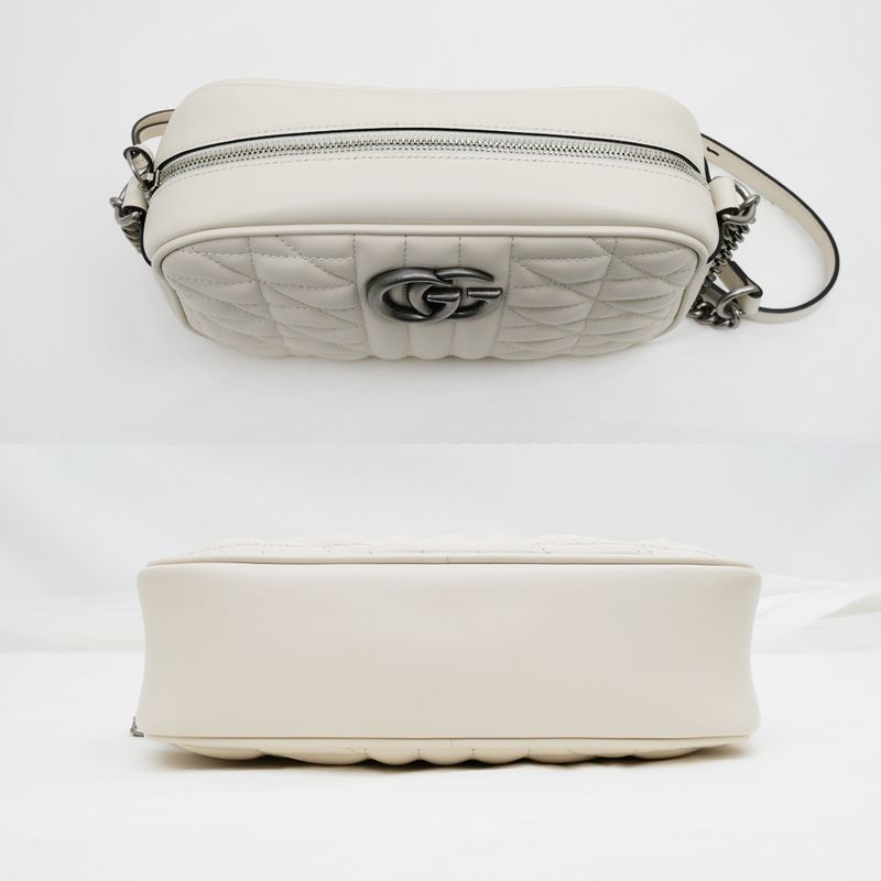 Gucci GG marmont Shoulder Bag Beige Black Quilted Canvas 447632 Women's